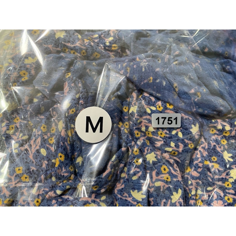 Lucky Brand Women Blue Floral Cold Shoulder Ruffle Blouse Top Boho Size M - Picture 6 of 6